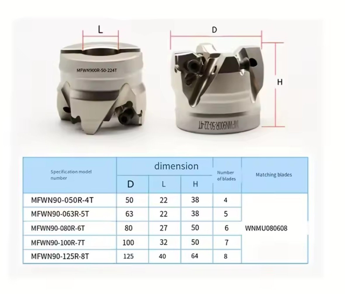 KIT SUPORTE FRESAMENTO MFWN90-50R-4T + INSERTOS WNMU080608EN-GM LF6018(Ø50MM)(WNMU0806)) - Imagem 4