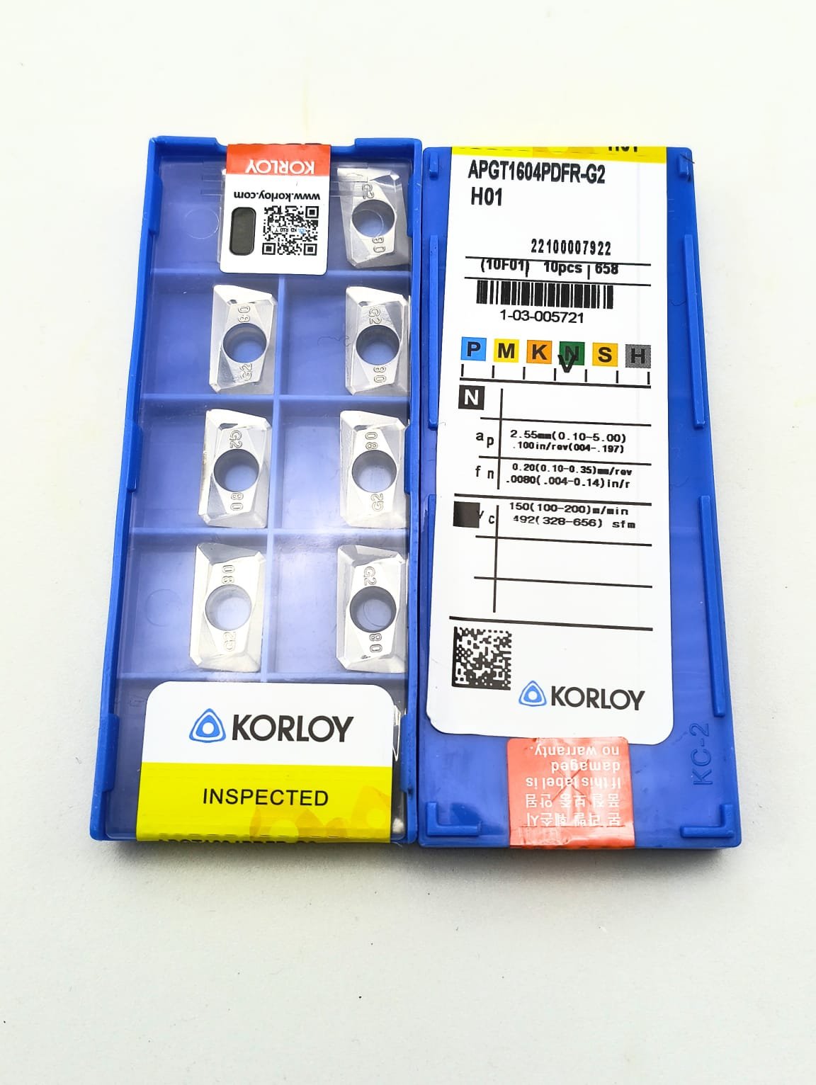 INSERTO FRESAMENTO APGT1604PDFR-G2 H01 (APLICAÇÃO ALUMÍNIO)